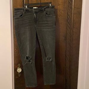 A&F Super Skinny Ankle Mid Rise Black Jeans